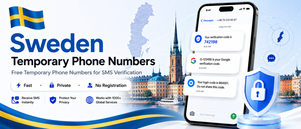 Banner of Sweden Free Temporary Number
